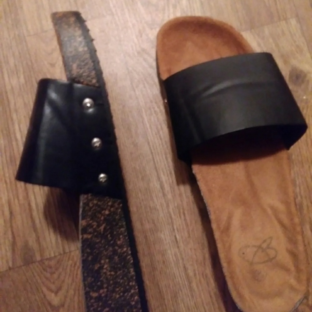Faux leather wedges